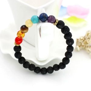 New 7 Chakra Beaded Healing Bracelet w/ Lava Stone